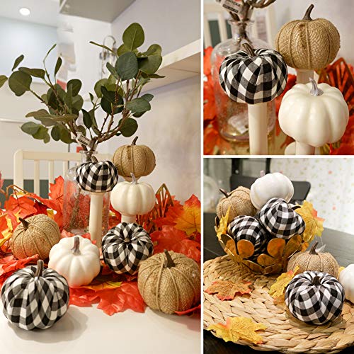 image for Ticlooc 12pcs Mixed Artificial Pumpkins Fake Harvest Pumpkins for Fall