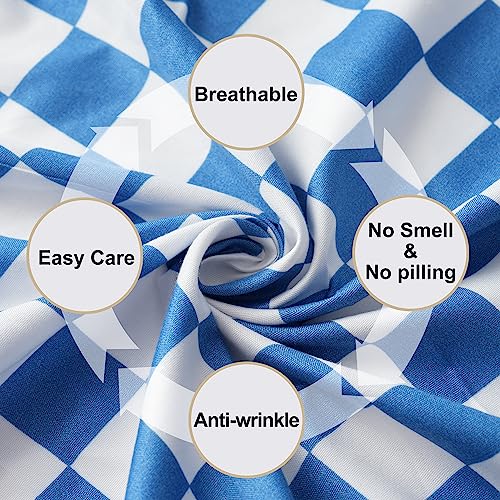 Image of Best Season Bed Sheet Set 4 Piece -Full Size-Soft Durable Microfiber Bedding Sheet Set,Deep Pocket,Stain,Fade & Wrinkle Resistant Blue and White Checkerboard Grid(Plaid Blue&White)