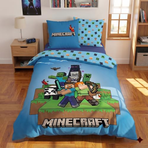 Minecraft Bettwäsche 135x200 + 80x80 – Wendebettwäsche für...