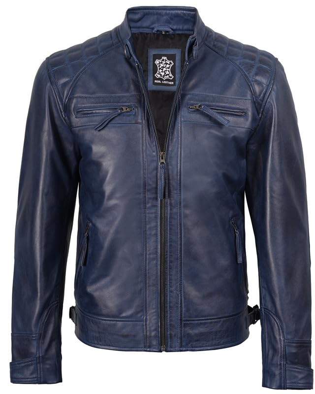 Image of Decrum Leather Jacket Men - Cafe Racer Style Real Lambskin Leather Jackets For Men