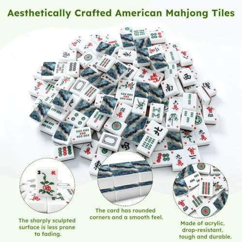 Set de Mahjong Americano con fichas acrílicas y bolsa miniatura 6