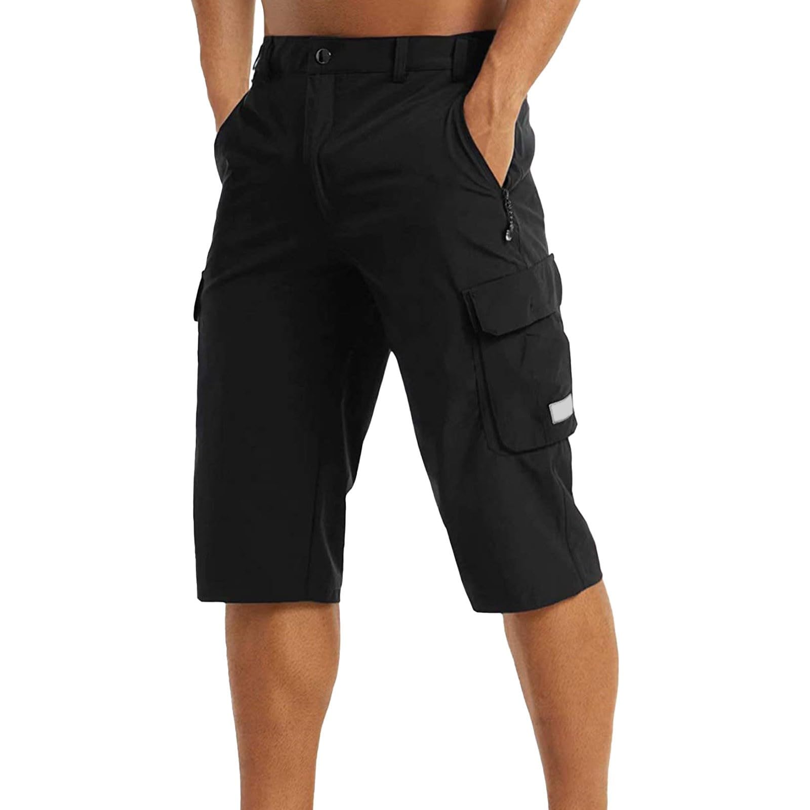 Herren 3/4 Hose Schnelltrocknend Outdoor Shorts mit Mehreren Taschen Leicht Sommer Caprihose Atmungsaktiv Wandern Bermuda Kurze Stretch Radhose Leichte Sporthose Wanderhose Trekkinghose