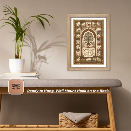 Image of TenorArts Traditional Tribal Folk Art Photo Frame Set of 2 , Indian Rural Arts Decor Wall Hanging Painting For Bedroom Living Room Cafe and Home decor / Minimal Drawing Framed Posters for Decoration (9x12 inches) [T2P-05T]