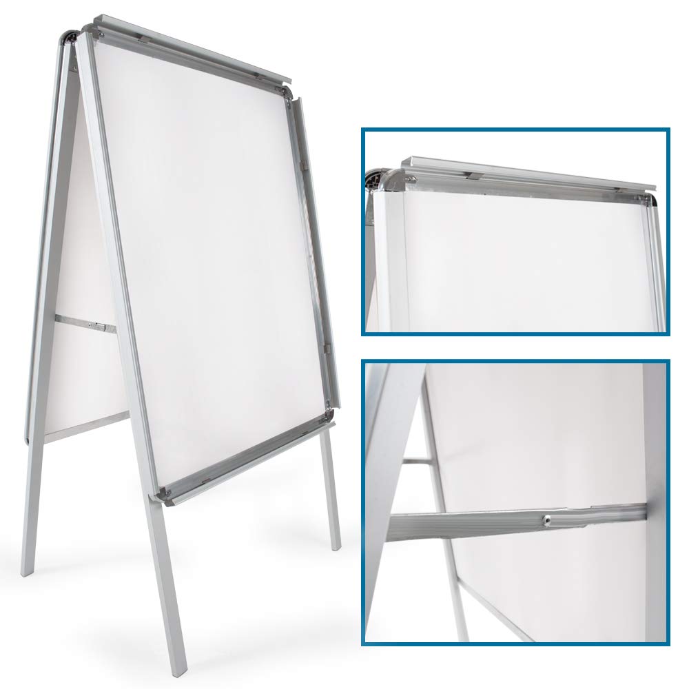 tectake® Stop trottoir exterieur A1 en Aluminium Porte affiche Porte menu restaurant bar exterieur 64x65x118cm Chevalet trottoir Panneau d’affichage Presentoir avec 2 films Résistant aux intempéries