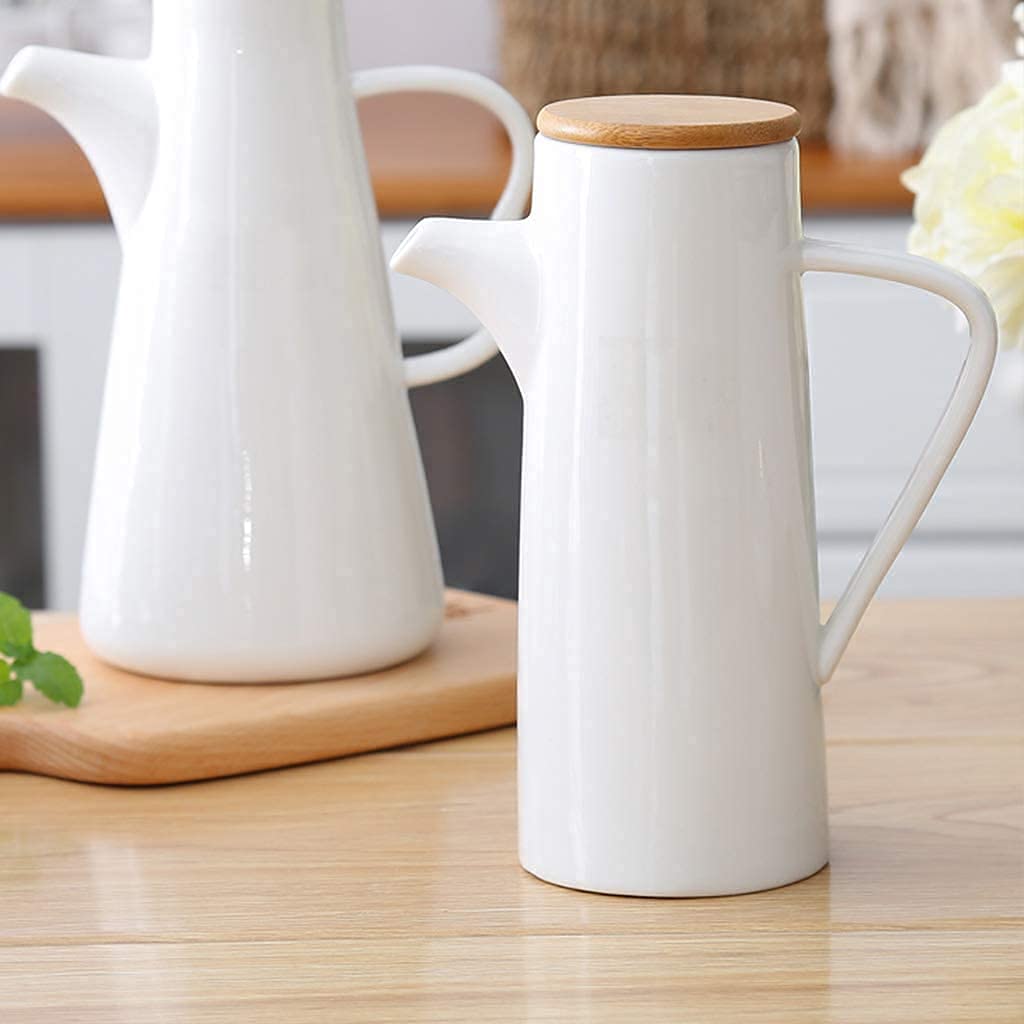 Set dispenser per olio e aceto in ceramica, bottiglia bianca per olio d'oliva, aceto con salsa di soia, oliera da cucina, aceto, contenitore moderno per olio e aceto, per cucinare e mangiare
