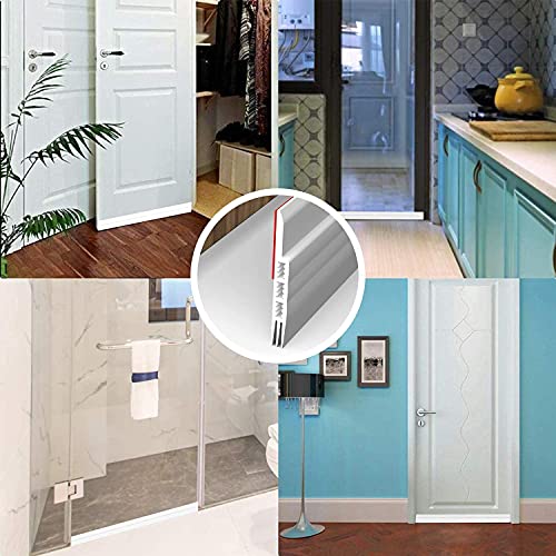Image of Roktry Feet Silicone Seal Strip, Door Weather Stripping Window Seal, Weatherproof Soundproof Self Adhesive Door Strip Bottom, Window Draft Stopper for Doors Windows and Shower Glass Gaps