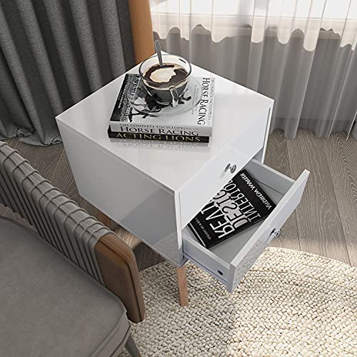 Taohfe White Nightstand Mid Century Modern Nightstand White Night Stands For Bedrooms Wood Nightstand White Nightstand With Drawers Aesthetic Nightstand White Side Table Bedside Table With Drawers #TOP7