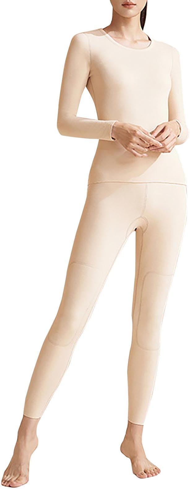 GenericWomen's Thermal Underwear Set Soft and Cozy Base Layer with Long Sleeve Top and Leggings Perfect for Winter Warmth Under Sweatshirts, Shirts, Pullovers, and Blouses