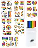JIRVEX Regenbogen Schminke Stift 1 Stück mit 6 Pride Stickern für Pride Outfit LGBTQ Accessoires Parade