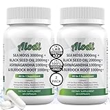 Super Sea Moss Blend - Advanced Formula with Ashwagandha KSM 66, Black Seed Oil, Burdock Root, Bladderwrack, Turmeric, ACV, Ayurveda - Lab Tested for Maximum Potency for Men and Women (2 Bottles)