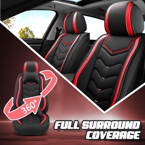 Image of ADERN Car Seat Covers for Jeep Wrangler 2000-2026, Premium Nappa Leather Car Seat Cover, Stylish Sport Seat Covers， Automobile Seat Cover Sets.(Standard 2 Seats /Black Red)