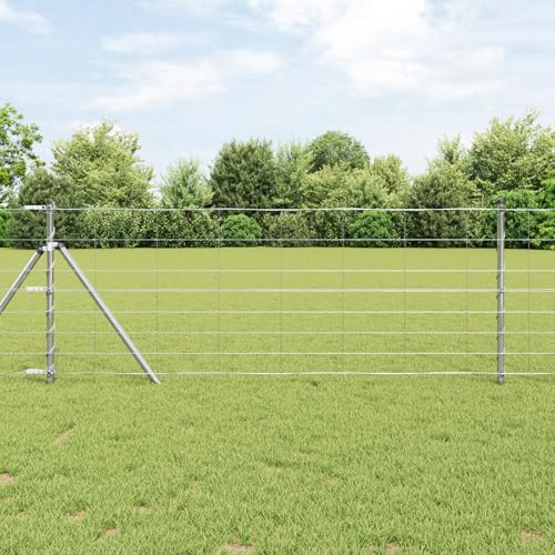 SKM Feldzaun 0.8x25 m Verzinkter Stahl,Heimwerkerbedarf,Hauseinzäunung,Zaunfelder,Grau,19.95KG,3351337