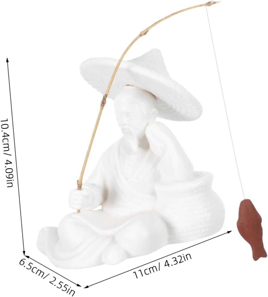 Happyyami Miniature Fisherman Figurines Sandstone Aquatic Statues for Fish Tank Bonsai Fairy Garden Decor Lifelike Water-Absorbing Rock Design