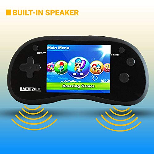 IQ Toys Handheld Arcade Game Zone Player Console Classic 220 Preloaded Video Games for Kids, 16 BIT Large 3" Screen, Rechargable, Black