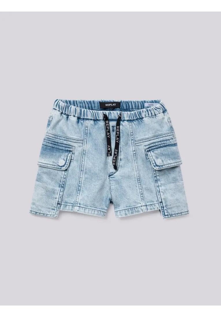 REPLAY SG9630.050.589 965, Pantalón corto vaquero con tejido elástico para niñas, Azul (Super Light Blue 011), 14 años