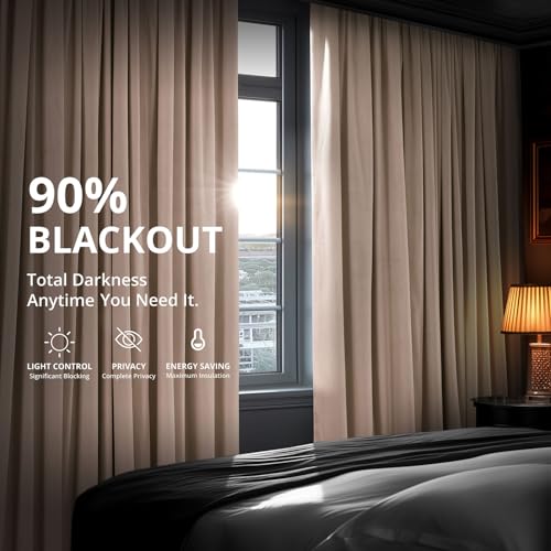 HPD Half Price Drapes Signature Velvet Thermal Blackout Curtains for Living Room 108 Inch Long (1 Panel) Rod Pocket Insulated Blackout Curtains for Bedroom Window Curtains, 50W x 108L, Rosey Dawn