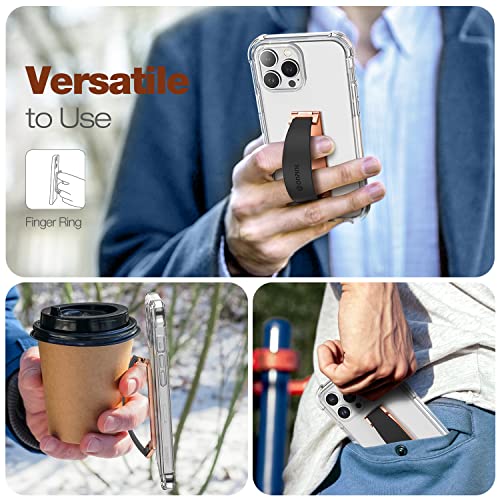 Onpint Phone Grip Finger Strap Holder 4 Inches, 2-In-1 Cell Phone Slim Finger Loop Holder Kickstand Compatible With Iphone Samsung And Most Smartphones - Black #TOP5