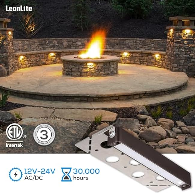 LEONLITE 8-Pack 7 Inch LED Hardscape Lighting, Update Retaining Wall Lights, LED Landscape Lighting, 12-24V AC/DC Paver Light Low Voltage, 3W/4W/5W Dimmable Outdoor Step Lights, 2700K Soft White, ETL