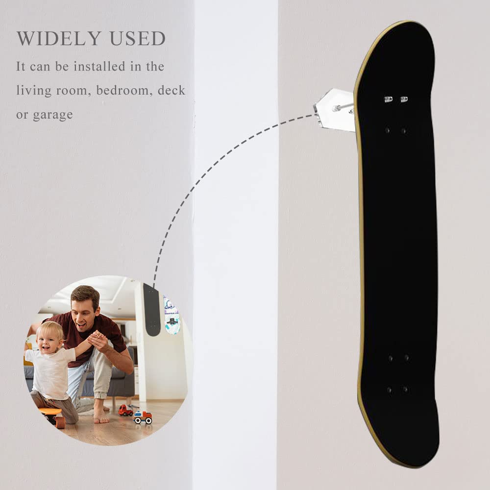 2 Pezzi Ganci per Skateboard da Parete Supporto da Parete per Skateboard Display e Stoccaggio,Acrilico,Clear