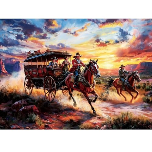 500 Piece Puzzles for Adults, Wild Horses Jigsaw Puzzles 500 Pieces, Beautiful Sunset Sky Jigsaw Puzzles, Challenging Puzzle Home Decor Birthday Party Gift for Adults Kids Seniors