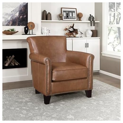 25+ Stunning Ralph Lauren-Inspired Interior Design Ideas 2 Lexicon 100% Top Grain Genuine Leather Chair, Leather Accent Chairs for Living Room, Solid Wood Frame, Rolled Armrest & Nailhead Trim, Comfy Reading for Bedroom, Office, Waiting Room, Brown