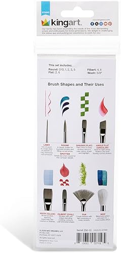 Miniatura 3 de KINGART Juego de pinceles de pintura acrílica, 10 pinceles para pintura acrílica, óleo, acuarela, lienzo, tableros, roca, cuerpo, cara, arte de