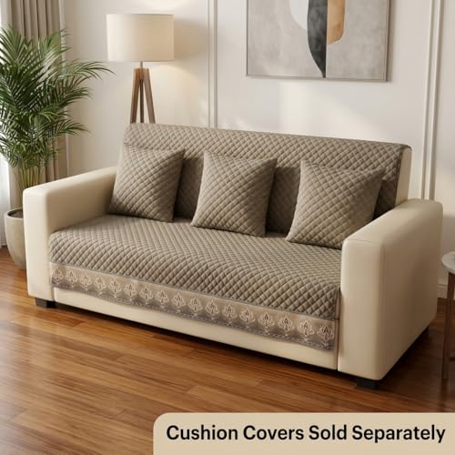 Image of KINGLY Sofa Cover 4 Seater Fully Covered | Stretchable Anti-Slip Slipcover | Washable Furniture Protector | Italian Mousse | Seat & Back | Set of 2Pc