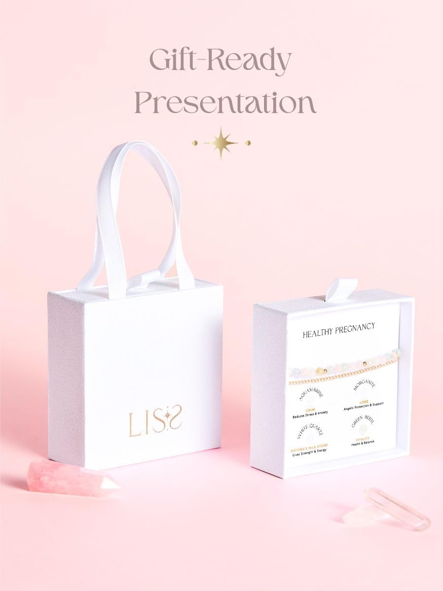 LISS Healthy Pregnancy Bracelet Gift – Natural Gemstones for Expecting Moms – Calm Energy & Emotional Support – Meaningful Jewelry for First-Time Mothers - Image 6