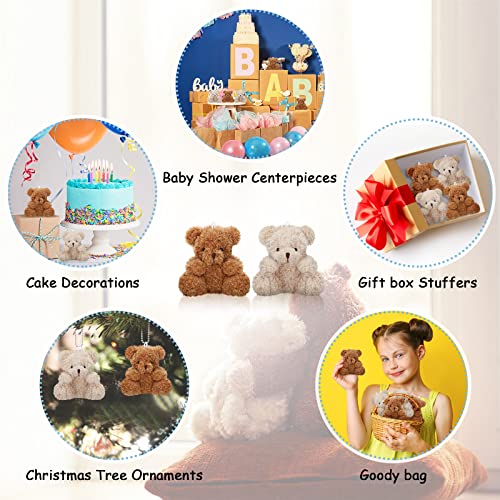 15 Pcs Plush Mini Bear 4 Inch Stuffed Animal Toys Tiny Bear Stuffed Animal Soft Bear Doll Small Present Box Doll Toy For Birthday Wedding Decorations Party Favors Supplies Bag Charm (Brown, Apricot) #TOP4