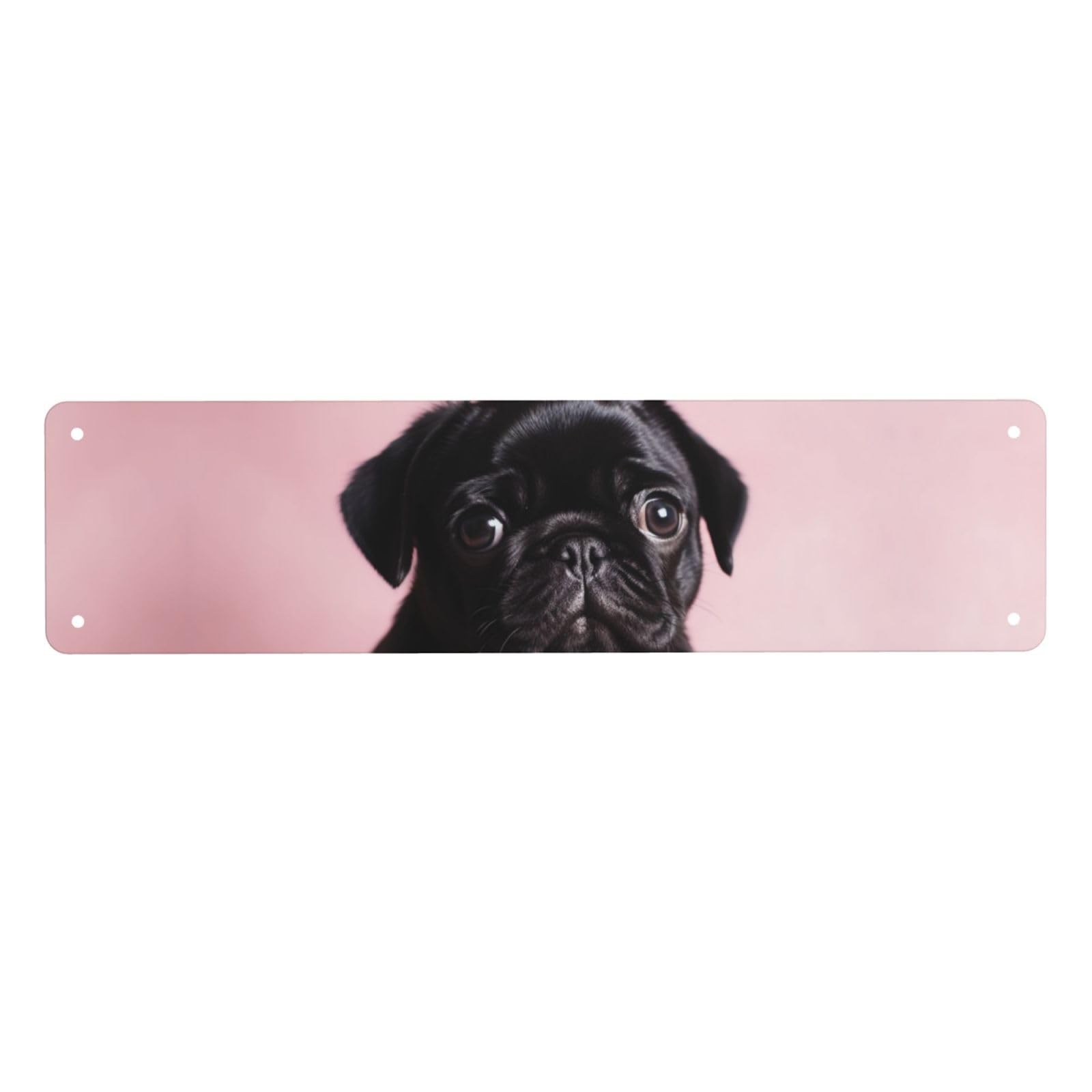 Vintage Metal Tin Signs Retro Garage Signs Stylish Wall Art Plaques for Home Decor Unique Poster 4x16 Inch Cute Black Pug Metal Sign Outdoor Wall Decorations Gifts