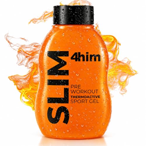 Crema Abdomen Hombre Pre Workout Termoactiva 250 ml – Gel Reductor con Cafeína y Carnitina – Efecto Calor para Abdomen y Flancos – Rápida Absorción, No Pegajosa – Slim 4him Made in Italy