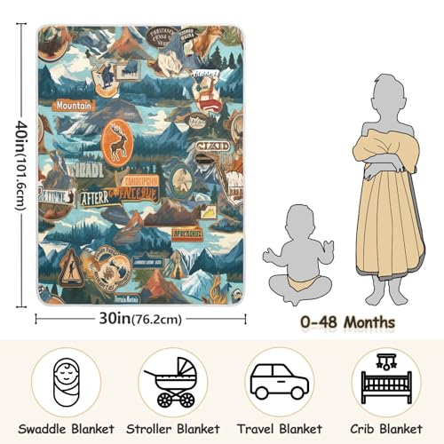 Image of Baby Swaddle Blanket for Boys Girls Soft Warm Stroller Throw Blanket for Newborn Infant Toddler 30X40in Outdoor Recreation Vintage