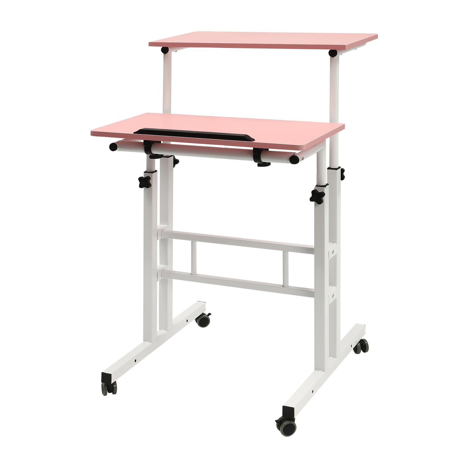 Stand up Desk Small Standing Desk w Wheels Adjustable Height Standing Desk Mobile Standing Desk Rolling Laptop Cart — view 5