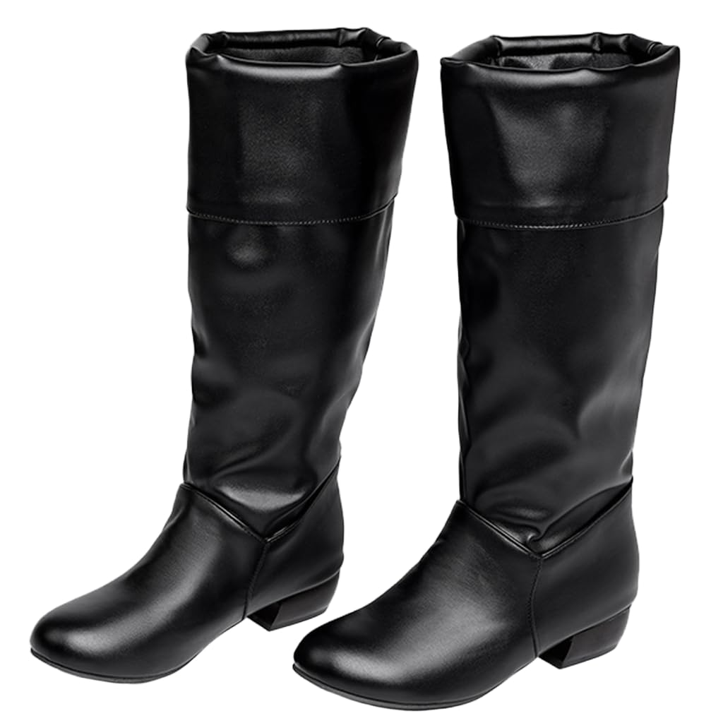 DINTAHA Chunky Mid Calf Slouch Boots Low Heel Fall Slouchy Winter Boots