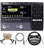 MOOER GE150 Electric Guitar Amp Modelling Multi-Effects Pedal Bundle with Blucoil 10-FT Straight Instrument Cable (1/4in), 2-Pack of Pedal Patch Cables, and 5-FT Audio Aux Cable