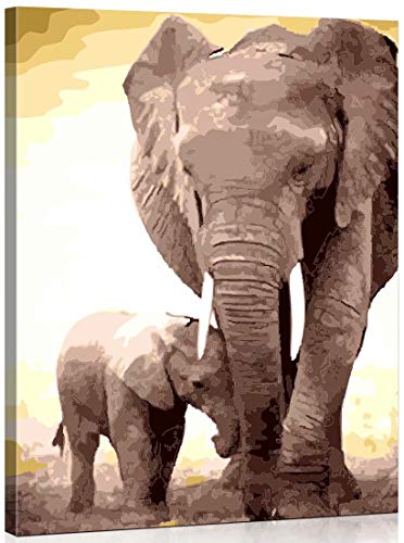 Toudorp Bricolage Peinture à l'huile par numéros Animaux, Peinture à l'huile sur Toile l'amour du père Peinture par numéros avec pinceaux Cadre en Bois 16 x 20 Pouces Cover