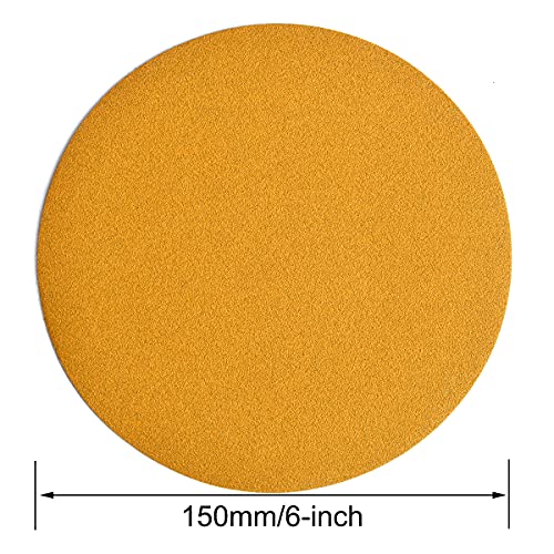 Image of 6-Inch No-Hole Hook and Loop Sanding Discs 150-Grit, Random Orbital Sandpaper for Automotive and Woodworking, 100-Pack