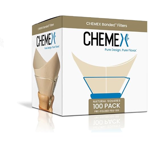 Chemex Bonded Unbleached Pre folded Square Coffee Filters 10