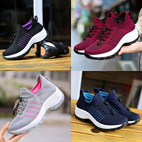 Women's Orthopedic Stretch Cushion Shoes Comfy Cloud Pro Breathe Mesh Sock Fashion Sneakers Wedge Running Footwear3