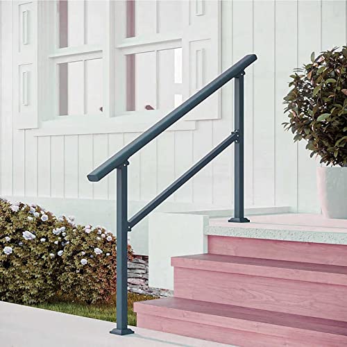 Rambarde d'escalier extérieur réglable : kit complet fer forgé noir