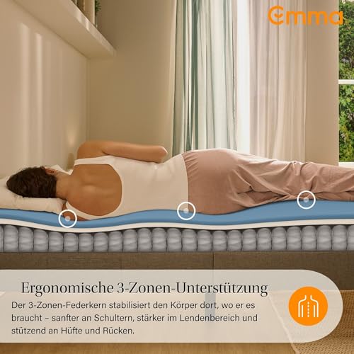 Emma Original Lite+ Matratze 180x200 cm – 22 cm Hybridmatratze mit 3-Zonen-Taschenfederkern & Kaltschaum – atmungsaktive Matratze mit kühlendem Bezug für erholsamen Schlaf – Bild 5