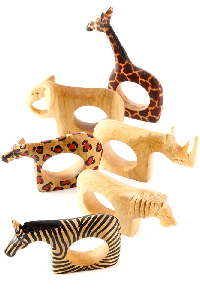 Lot de 6 ronds de serviette Jacaranda Safari