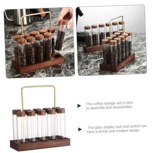 Set de tubos para café con base de madera OSALADI miniatura 4