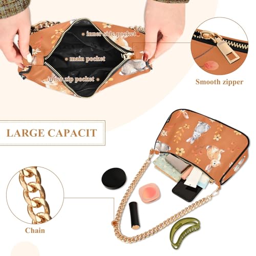 Clutch Shoulder Bags Tote Evening Purse Handbags for Women Bunny Rabbit Orange Cute Hobo Bags with Zipper Closure4
