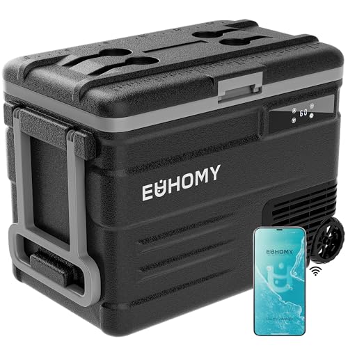 EUHOMY 12 Volt Refrigerator, 59QT(55L) 12V Fridge APP Control, Electric Cooler 12/24V DC 110-240V AC, Car Refrigerator 0℉~68℉, 12 Volt Cooler for Camping, Trip, Truck, Boating, Outdoor