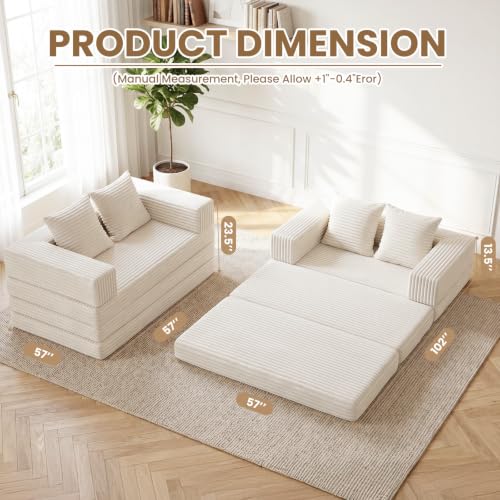 Tykacna Convertible Boneless Loveseat Sofa Bed w/ Removable Armrests & Backrest $138.59 + Free Shipping + 37% Off Code O495CUWL - image 2