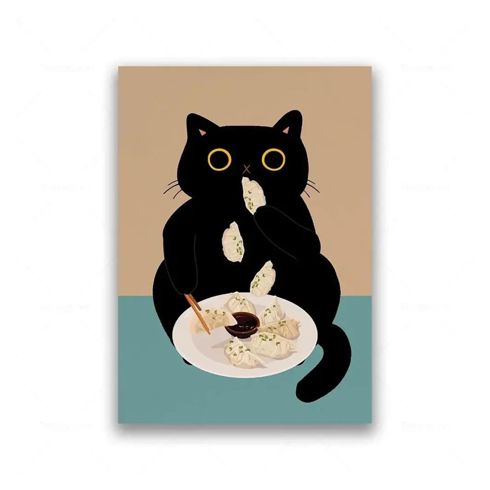 Póster de lienzo en alta definición con diseño de gato y humor gris para salón