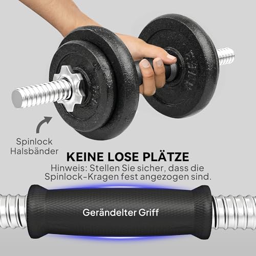 SPORTNOW Zestaw hantli 2 w 1, krótkie hantle długie, regulowane do 20 kg, zestaw hantli z antypoślizgowym uchwytem, zestaw krótkich hantli do treningu siłowego, domu, studia fitness