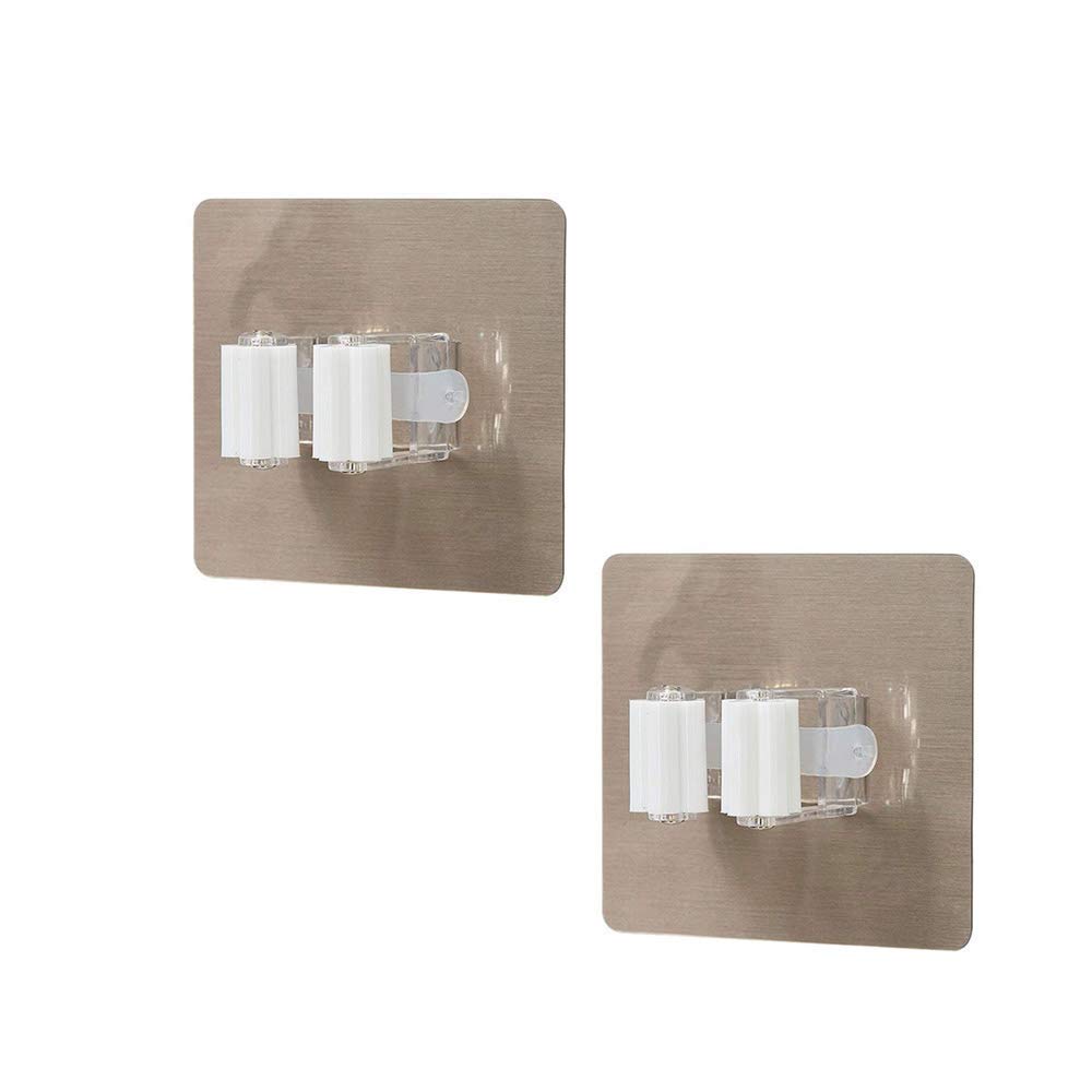 Self-Adhesive Wall Mounted Mop and Broom Brush Umbrella Holder Organizer Bracket Hanging Rack Suction Clip Hooks 2Pcs Magic Sticker Series Self Adhesive Mop and Broom Holder (Pack of 1)-image-23