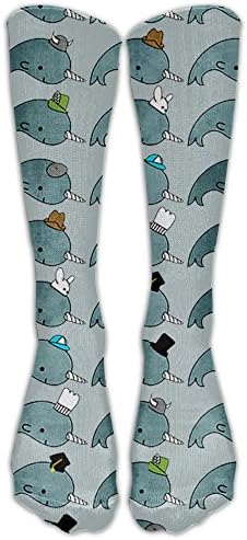 Narwhals With Hats Training Socks Crew Athletic Socks Long Sport Soccer Socks Soft Knee High Sock Compression Socks For Men Women